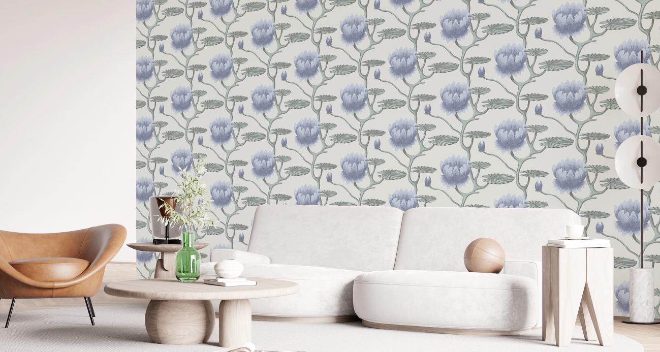 Blue and white lily wallpaper by cole and son